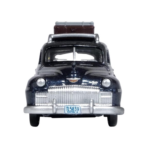 Butterfly Blue Metallic with Crystal Gray Top 1 by 87 Scale Diecast Model Car for 1946 DeSoto Suburban with Roof Rack & Luggage
