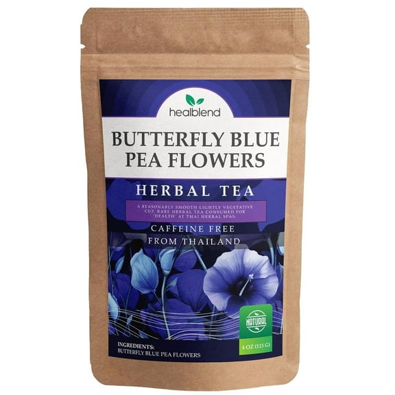 Butterfly Blue Pea Flowers Herbal Tea - Natural Rich Source of Antioxidants, Loose Leaf Freshly Picked from Thailand, Caffeine Free - 4 Oz