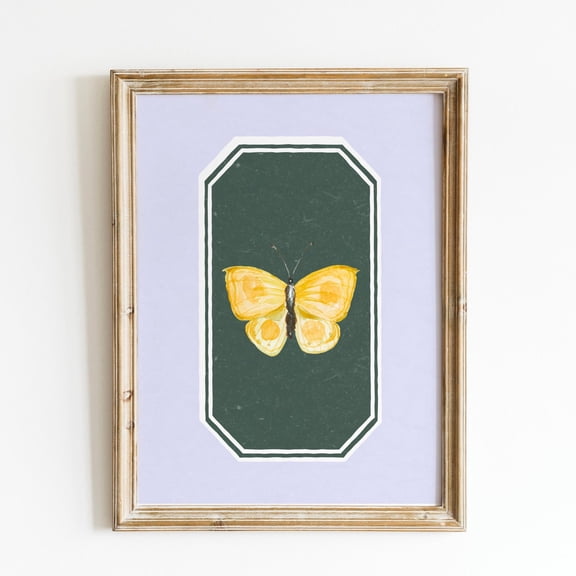 Butterfly Blue Yellow Papillion Art Print Trendy Decor Abstract Vintage Painting English Garden Monarch Wall Art Modern Wall Decor For Living Room Art