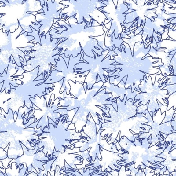 Butterfly Blues Flower Outline Blue Cotton Fabric (1 yard)