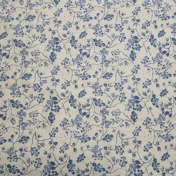 Butterfly Blues Vines White Cotton Fabric (1 yard)