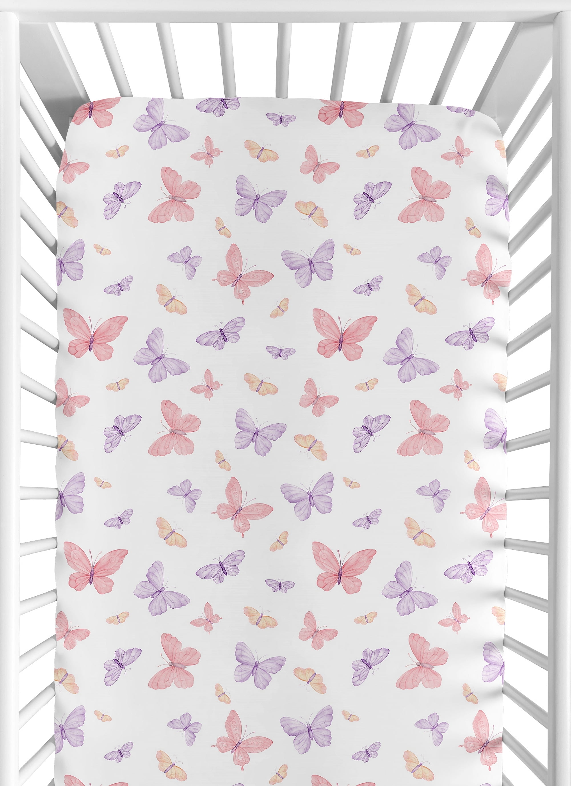 Sweet Jojo Designs Butterfly Pink and Purple Fitted Crib Sheet