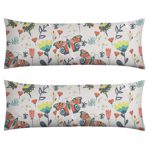 Butterfly Body Pillow Cover - Soft & Breathable, Hidden Zipper, 20"x54", Floral & Tropical Butterfly Print - Perfect Gift for Butterfly Lovers, Side Sleepers & Aesthetic Decor
