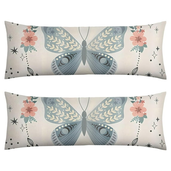 Butterfly Body Pillow Cover - Soft & Breathable, Hidden Zipper, 20"x54", Floral & Tropical Butterfly Print - Perfect Gift for Butterfly Lovers, Side Sleepers & Aesthetic Decor
