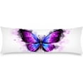 thumbnail image 1 of Butterfly Body Pillow Cover Watercolor Butterflies Long Pillow Case Protector with Zipper Decorative Soft Rectangle Bed Pillowcases for Bedroom,Couch,Sofa,Home Gifts 20"x54",White Blue Purple, 1 of 5