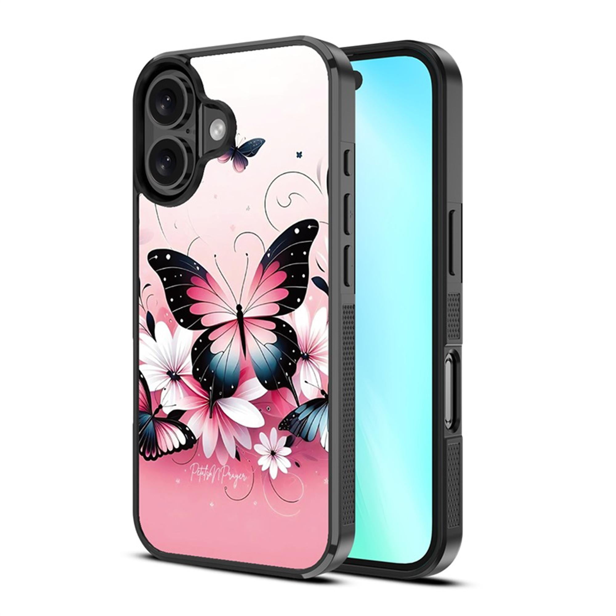 Butterfly Bouquet Magnetic Charging-Compatible Case for iPhone 16 – Slim Protective Floral Cover with Built-In Magnetic Ring & Shock-Absorbing Bumper