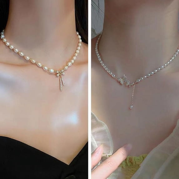 Butterfly Bow Pearl Necklace for Women 2024 - Trendy Luxury Design with Fashionable Choker Style