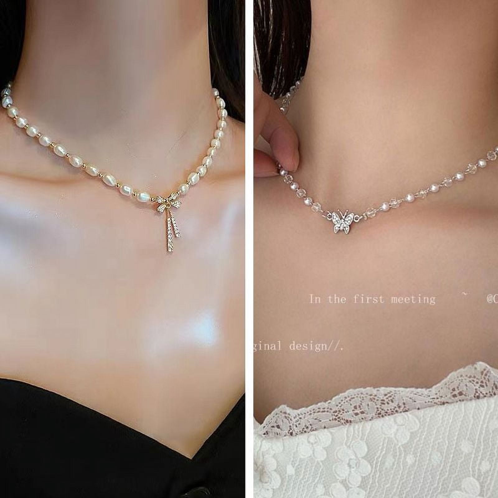 Butterfly Bow Pearl Necklace for Women 2024 - Trendy Luxury Design with Fashionable Choker Style
