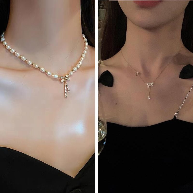 Butterfly Bow Pearl Necklace for Women 2024 - Trendy Luxury Design with Fashionable Choker Style