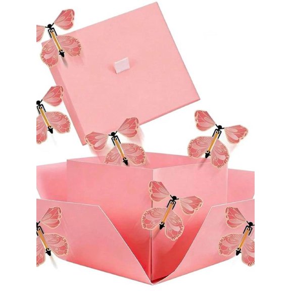 Butterfly Box Gift Set - Surprise Flying Butterfly Gift Box for Christmas Birthday Party Favors Paper Box with 8 Realistic Flying Butterflies and Raffia for Women Kids Party Decor Reusable