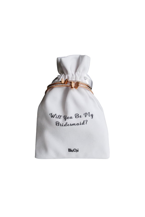 Butterfly Bracelet and Velvet Bag Proposal Gifts for Bridal Party - Bridesmaid - White Pouch
