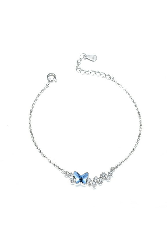 Butterfly Bracelet for Women Sterling Silver Blue Element Crystal Ginger Lyne Collection