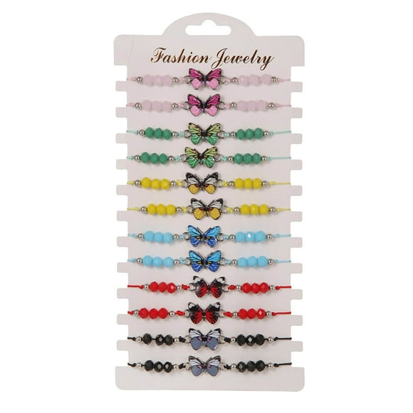 Butterfly Bracelets Set For Friends Women Girls Beaded Bracelets Disc Stretch Bracelets Layering Colorful Friendship Bracelets Cheer Bulk Boho Summer Beach Jewelry Gift