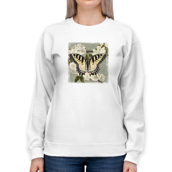Butterfly Branch Ii Sweatshirt Women -Victoria Borges Designs, Female 5X-Large