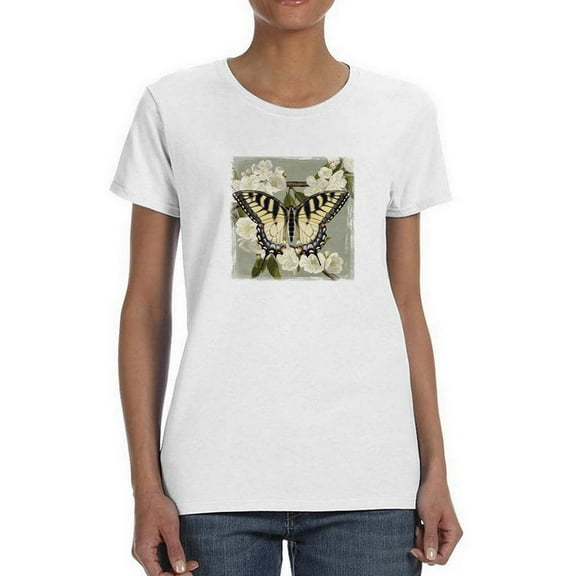 Butterfly Branch Ii T-Shirt Women -Victoria Borges Designs, Female XX-Large