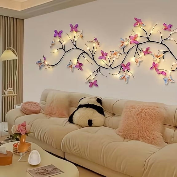 Butterfly Branch LED String Lights - 30 LED Fairy Lights with 8 Modes, USB Powered for Indoor and Outdoor Decor