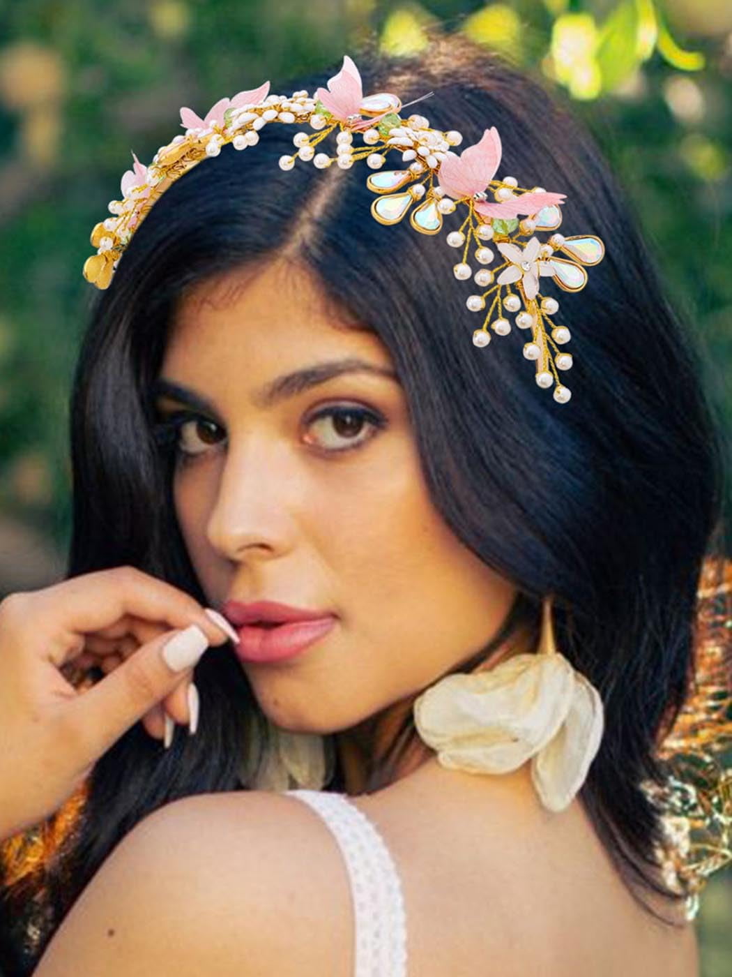 Gold Crystal Butterfly Headband - Women Accessories CAKURE Gold Butterfly Crown Tiara Headband - Goddess  main image 4