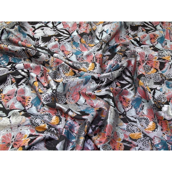 Butterfly Brocade Dress Fabric Teal - per yard