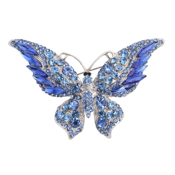 Butterfly Brooch Pin for Women Exquisite Crystal Winged Brooches pel Pins Elegant Dress Accessories Wedding Jewelry Gift Blue