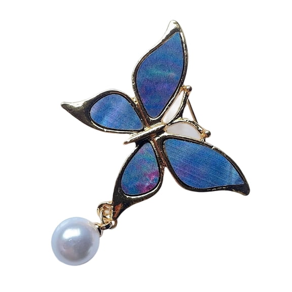 Butterfly Brooch with Pearls & WATERDROPS Accents, durableS Alloy Jewelry for Women's Coats & Dresses