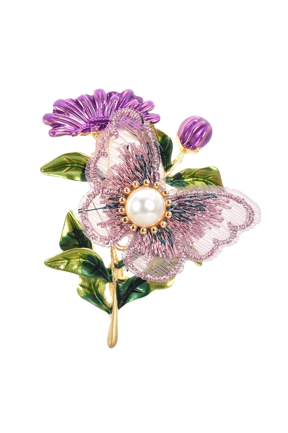 Butterfly Brooches Embroidered Wings Enamel Daisy Flower Brooch Pin For Women