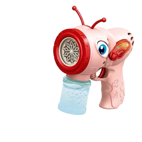 Butterfly Bubble Blowing Machine, One-Button Automatic Bubble Maker with 50ml Bubble Solution, Electric Handheld Bubble Blower for Outdoor Party Garden Activities (Pink)