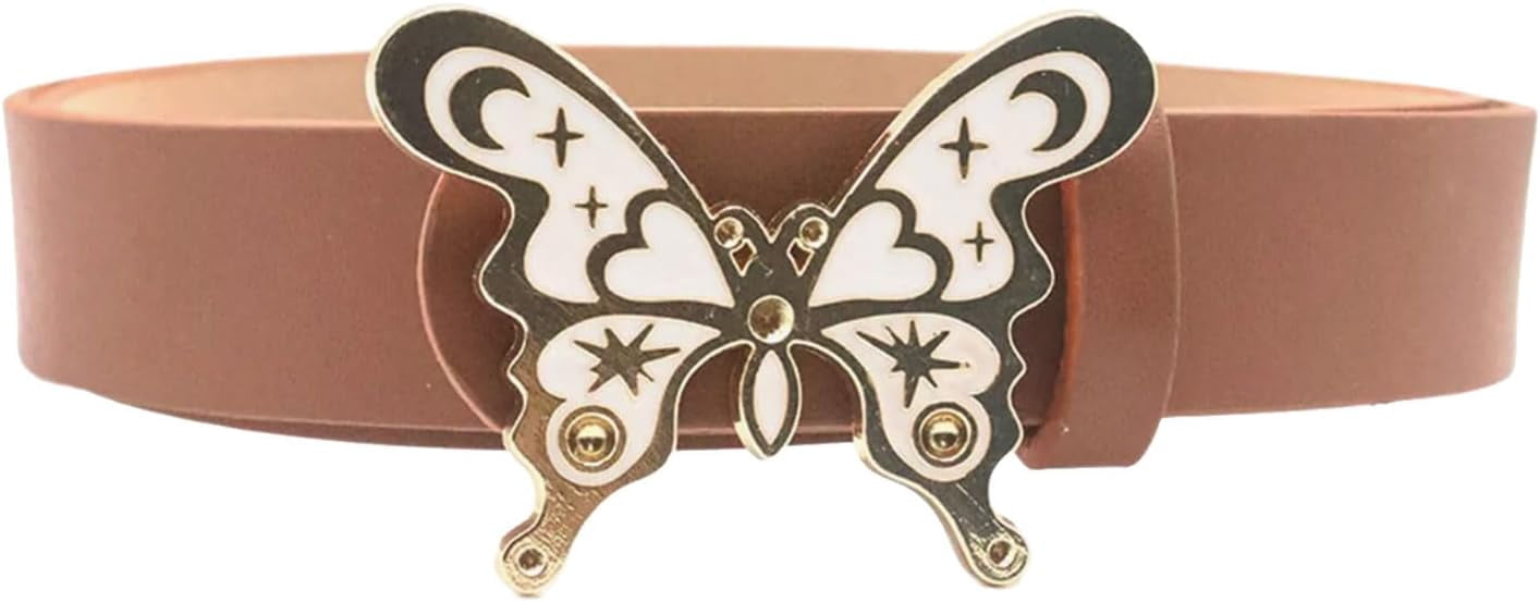 PU Leather Denim Waist Belt with Western Buckle, Butterfly Design Artisan Handcrafted Butterfly Buckle Leather Belt - Cellar  main image 4