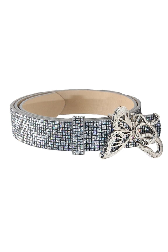 Butterfly Buckles Waistband Rhinestones Decors Waist Strap For Women Jeans Pants