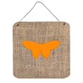 thumbnail image 1 of Butterfly Burlap And Orange Aluminium Metal Wall Or Door Hanging Prints - 6 x 6 In., 1 of 1