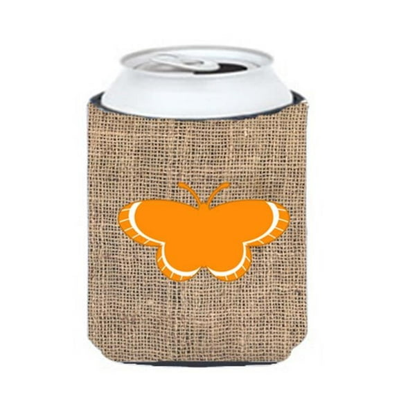 Butterfly Burlap And Orange Can Or Bottle Hugger