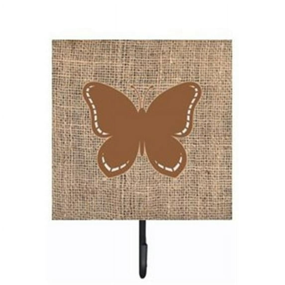 Butterfly Burlap and Brown Leash Or Key Holder