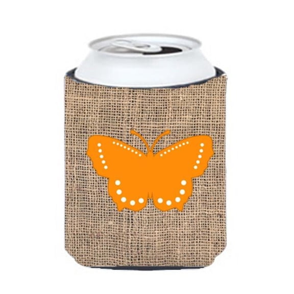 Butterfly Burlap and Orange Can or Bottle Hugger