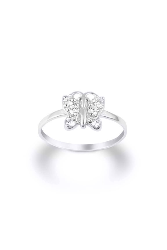 Butterfly CZ Hope & Rebirth Ring in Sterling Silver in Size 5.5