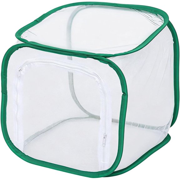 Butterfly Cage Pop Up Habitat Dark Mesh, 12 Inch Cube Insect Enclosure, Mesh Terrarium for Caterpillars Mantis
