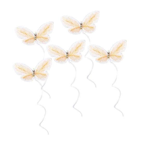 Butterfly Cake Toppers, 5pcs Butterfly Cupcake Toppers Happy Birthday Metal Gold Cake Topper for GirlsDiy Birthday Cake Dessert Table Baking Insert Plates Ornament