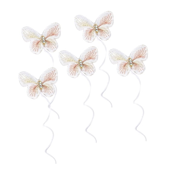 Butterfly Cake Toppers, 5pcs Butterfly Cupcake Toppers Happy Birthday Metal Gold Cake Topper for GirlsDiy Birthday Cake Dessert Table Baking Insert Plates Ornament