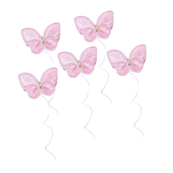 Butterfly Cake Toppers, 5pcs Butterfly Cupcake Toppers Happy Birthday Metal Gold Cake Topper for GirlsDiy Birthday Cake Dessert Table Baking Insert Plates Ornament