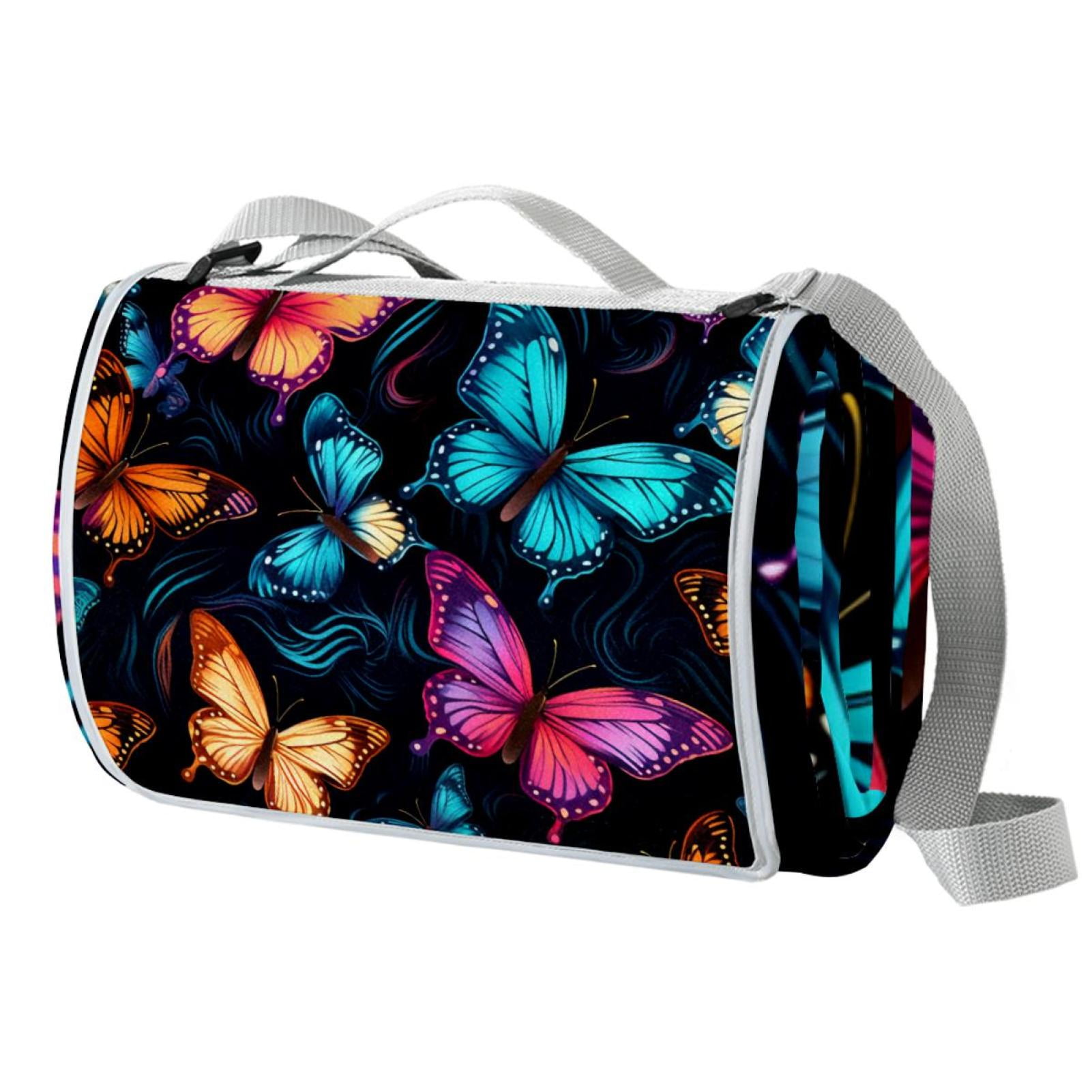 Bats Large Canvas Picnic Blanket Waterproof Backing Outdoor Beach Mat Foldable Tote Bag 200x200cm Soft Comfortable Durable Carrying Strap Family Camp