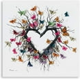 thumbnail image 1 of Butterfly Canvas Print Wall Art for Bedroom: Heart Shaped Branches Surrounded by Colorful Butterflies Love Themed Picture for Teen Girls (12"x12"x1 Panel), 1 of 6