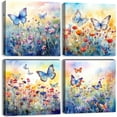 thumbnail image 1 of Butterfly Canvas Wall Art for Bathroom Colorful Wildflower Wall Decor Watercolor Daisy Poppy Flowers Canvas Prints Ink Paintings Abstract Floral Artwork for Living Room Home Decorations 12x12" 4Pcs, 1 of 6