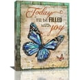 thumbnail image 1 of Butterfly Canvas Wall Art Butterfly Pictures Wall Decor Today I''ll Be Filled with Joy Canvas Painting Prints Artwork Modern Home Decoration Framed for Living room Bedroom Bathroom 12"X16", 1 of 6