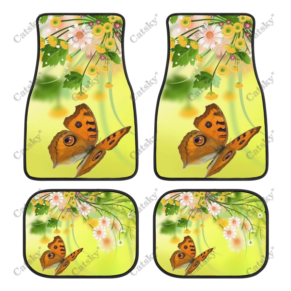 Butterfly Car Floor Mats Interior Accessories Rubber Printing Pattern 4