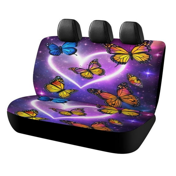 Butterfly Car Rear Seat Covers,Bench Back Seat Cover , Easy to Install Universal Fit for Cars Trucks Vans And SUVs