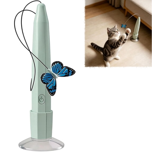 Butterfly Cat Toy, Interactive Electric Wand With Suction Cup, Automatic Enrichment Design For Indoor Cats & Bored Kittens(RL Green)