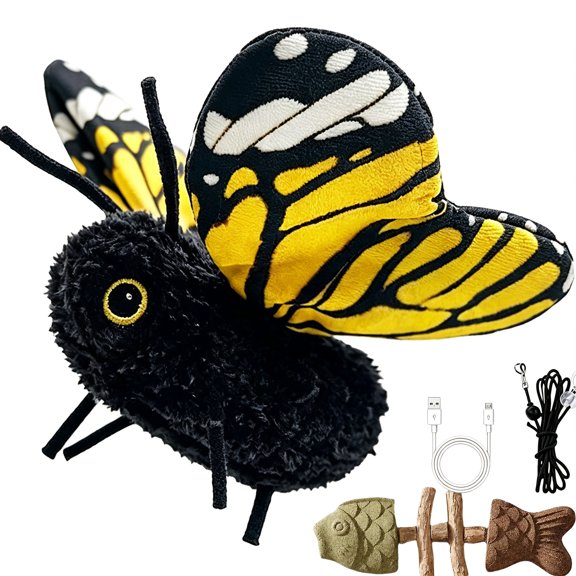 Butterfly Cat Toy, Smart Sensing Fluttering Butterfly Cat Toy, USB Rechargeable & Durable Build, Sensor Triggered, Indoor Cats Self Play