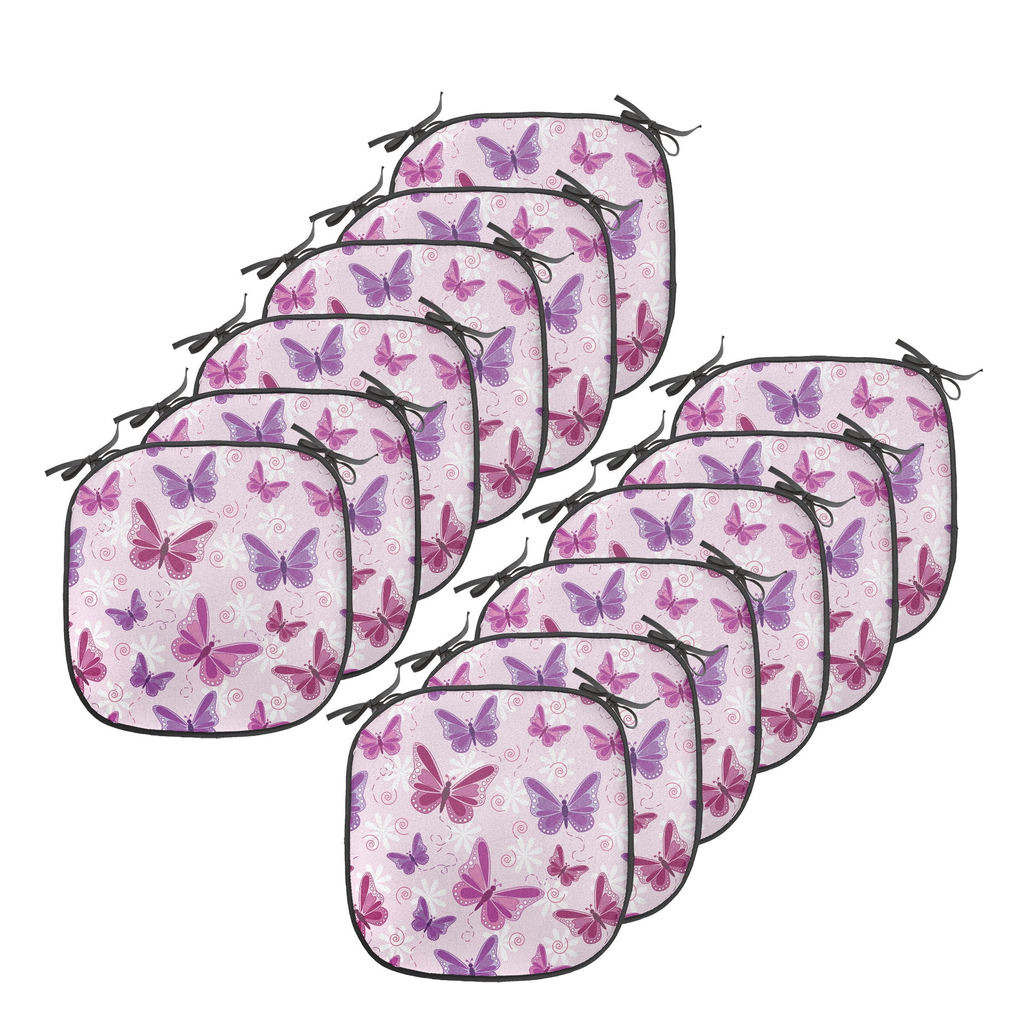 Butterfly Chair Seating Cushion Set of 12, Various Flying Butterflies ...