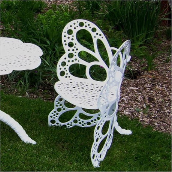 Butterfly Chair White - All Weather Powder Coated Finish - Strong Cast Aluminum Material - Classic Wrought Iron Design - Functional and Elegant Focal Point for Home or Garden - Easy Assembly - Full Ad