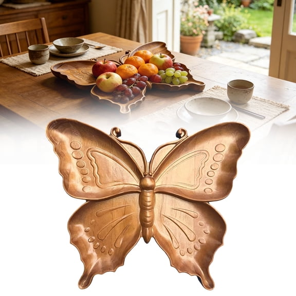 Butterfly Charcuterie Board, Solid Wood Carved Tabletop Ornament, Serving Platter Tray, Decorative Dessert & Snack Tray for Kitchen Dining Table, Suitable for Festive Decoration Storage (Brown)