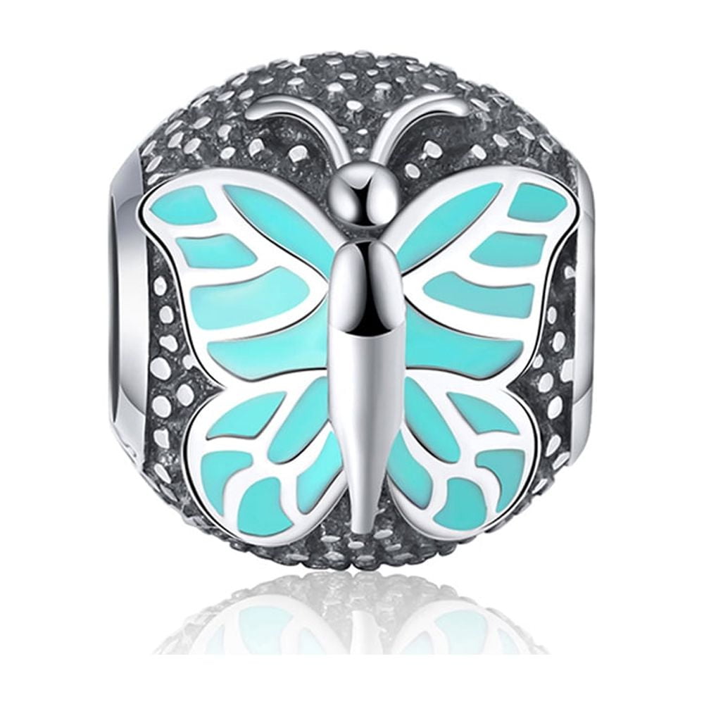 Butterfly Charm European Bead Sterling Silver Blue Ginger Lyne Collection