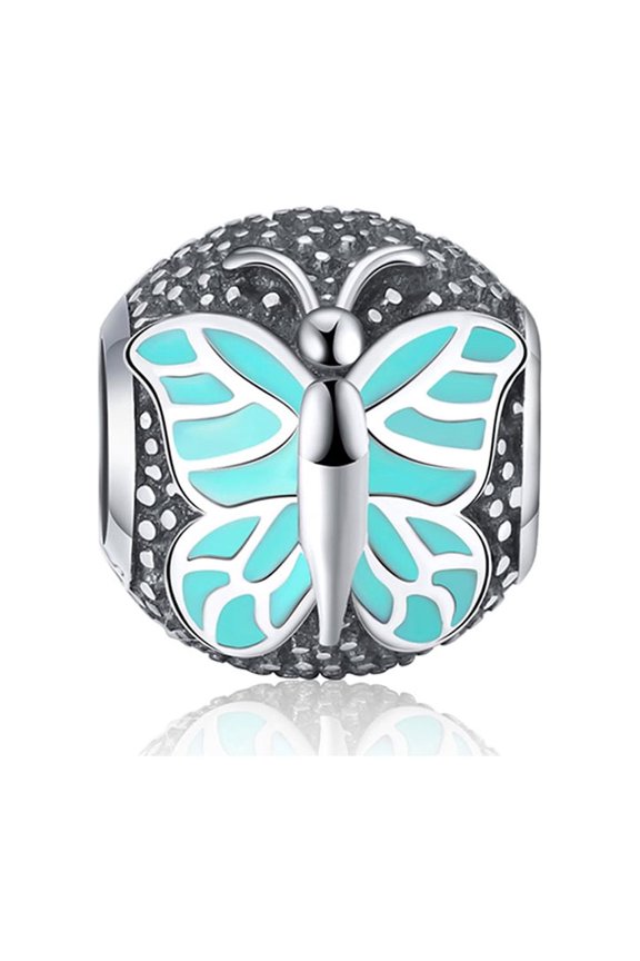 Butterfly Charm European Bead Sterling Silver Blue Ginger Lyne Collection